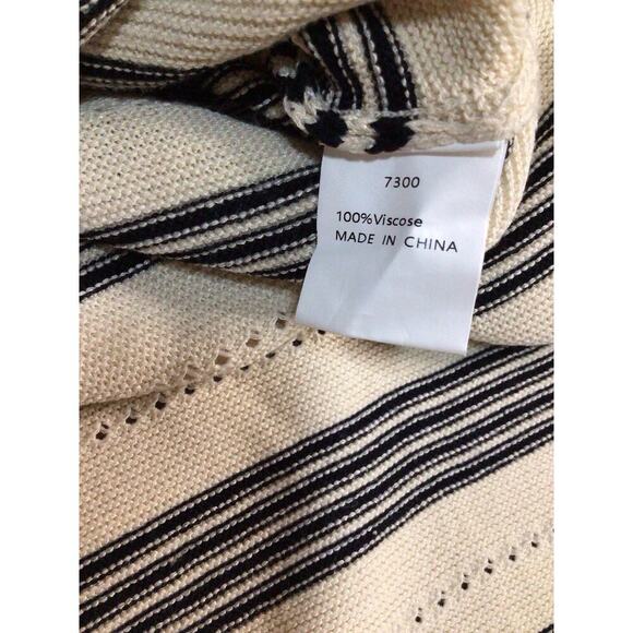 BTFBM Neutral Stripe Side Slit Midi Dress Knit Contemporary Coastal Boho Large - Picture 5 of 7